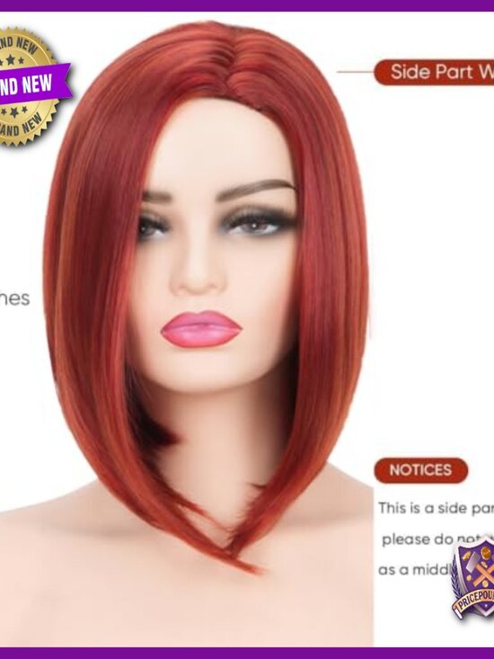 Short Wavy Synthetic Wig with Bangs, Heat Resistant, Lightweight for Cosplay